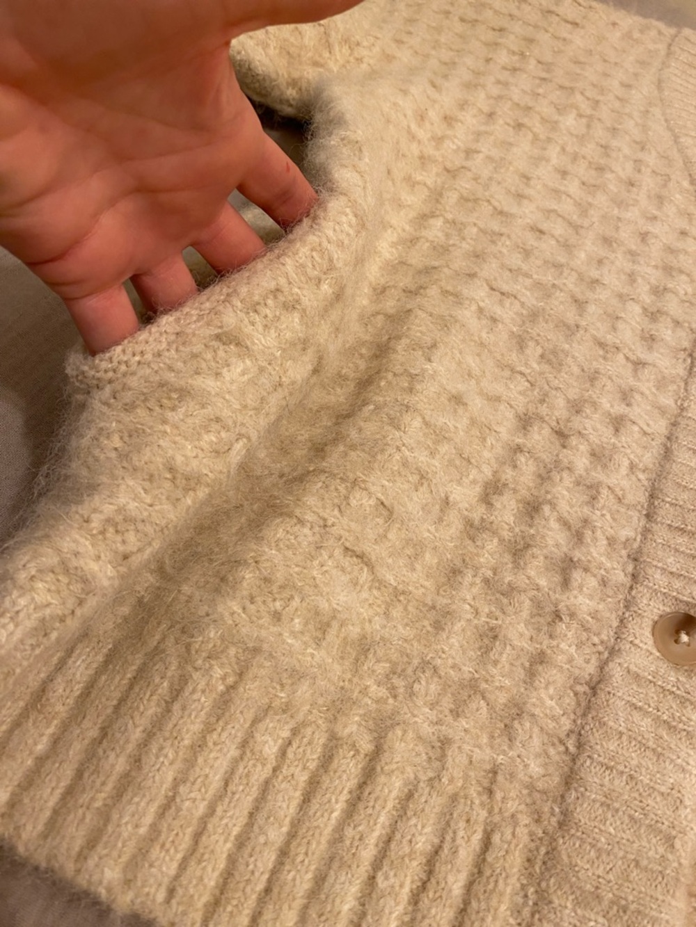 OAK + FORT Cream Textured V-Neck Button Cardigan. Size XXS -XS . New - Picture 6 of 9